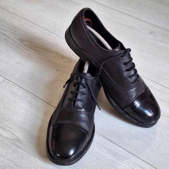 All Saints Shoes - All Saints Black Leather Cap Toe Oxford Shoes 41